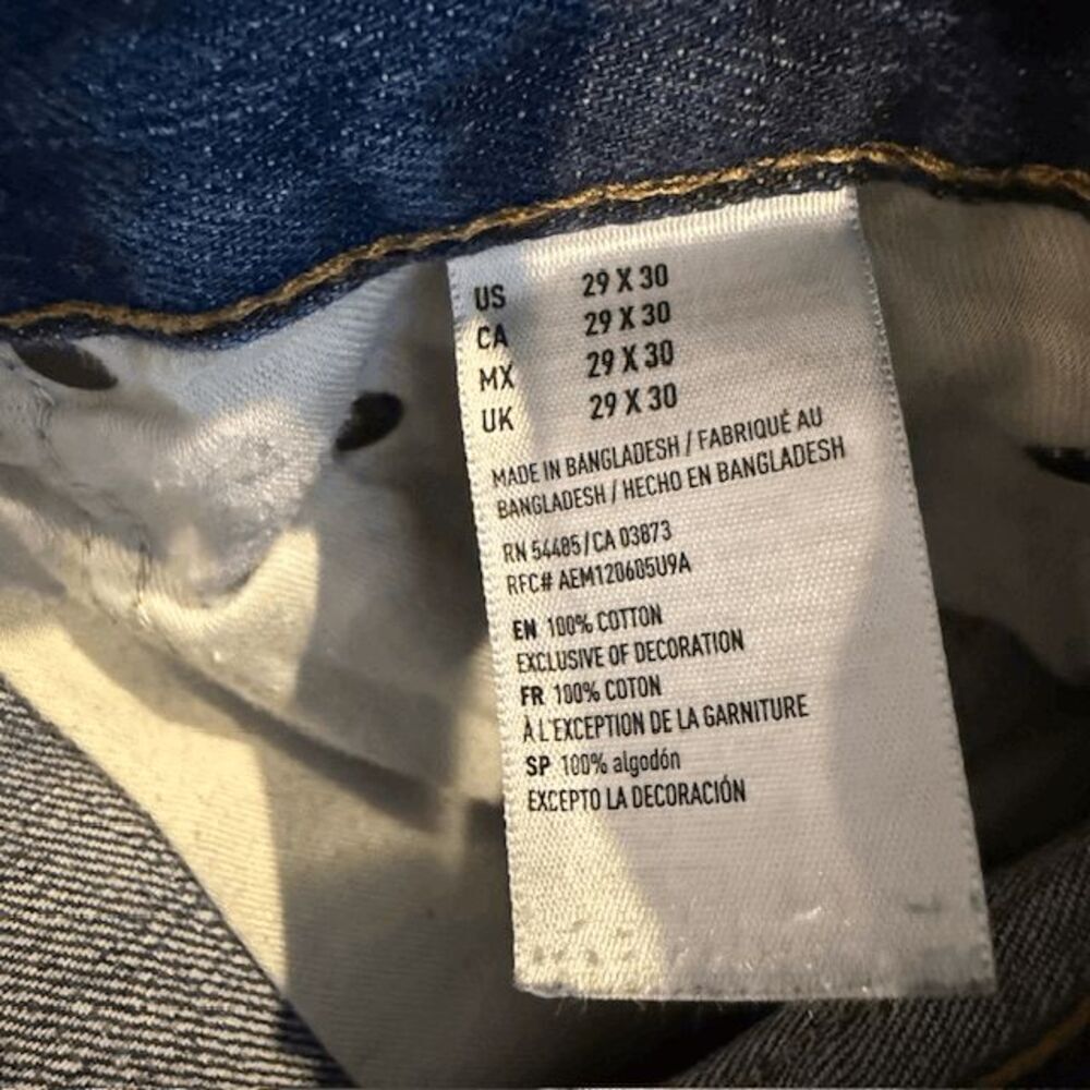 American Eagle Original Straight 100% Cotton Men's Jeans Whisker Wash 29 x 30 - Picture 9 of 13